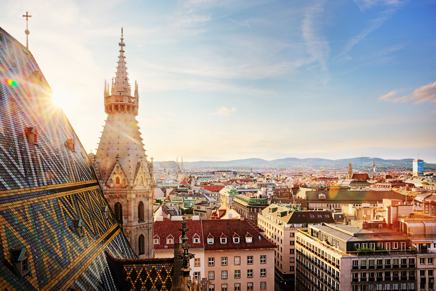 Vienna, St. Stephen’s Cathedral, view from north tower Wien Bild